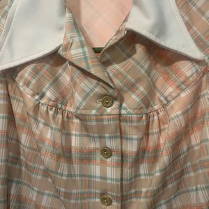 1950s long sleeve button up plaid dress